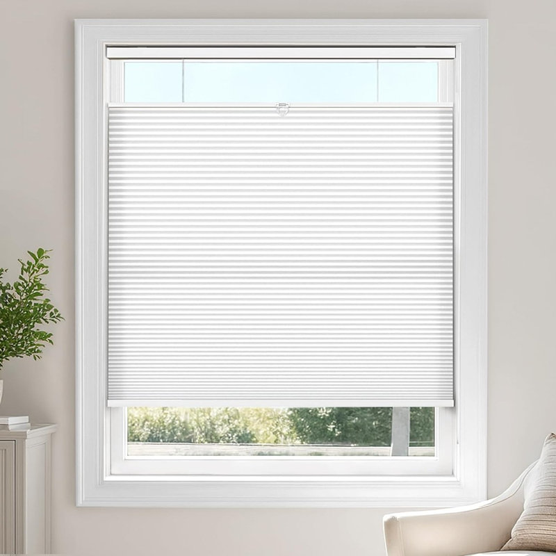 Store alvéolaire blanc de haut en bas - abat-jour alvéolaire sans cordon 20 po x 48 po, isolant thermique filtrant la lumière et habillage de fenêtre réduisant le bruit