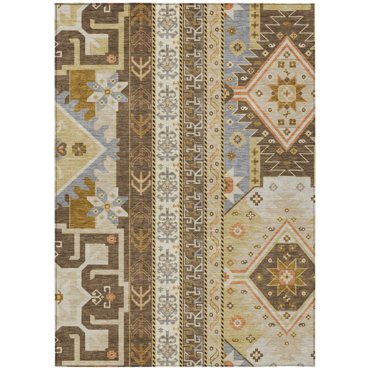 Machine Washable Indoor/Outdoor Chantille ACN1015 Brown Rug