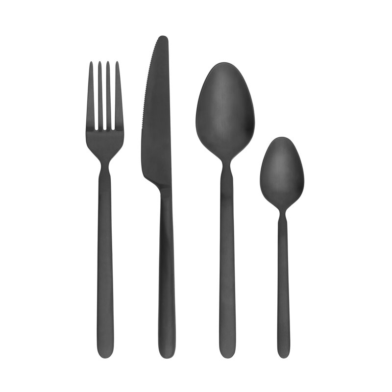Ensemble de couverts STELLA - Service pour 4, Noir mat