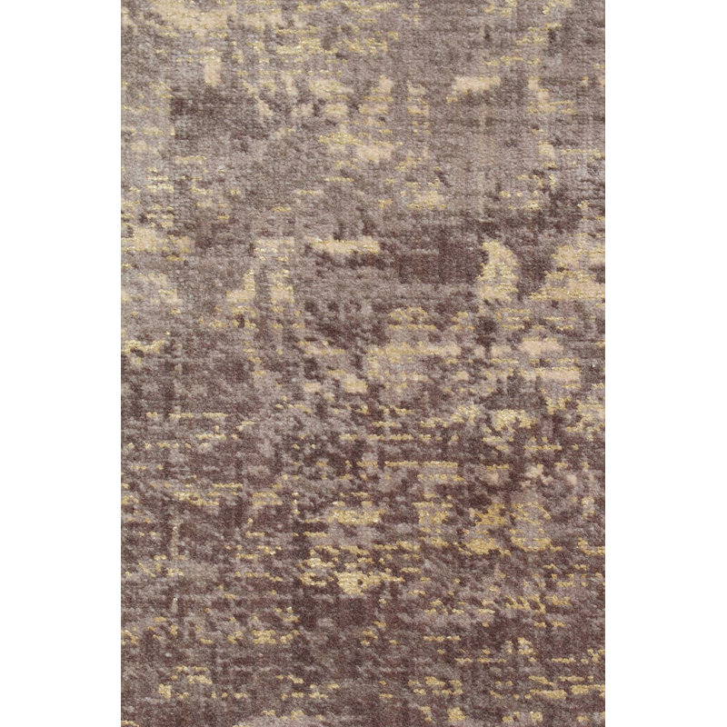 Tapis rectangulaire brun / beige en laine / soie fabriqué à la machine
