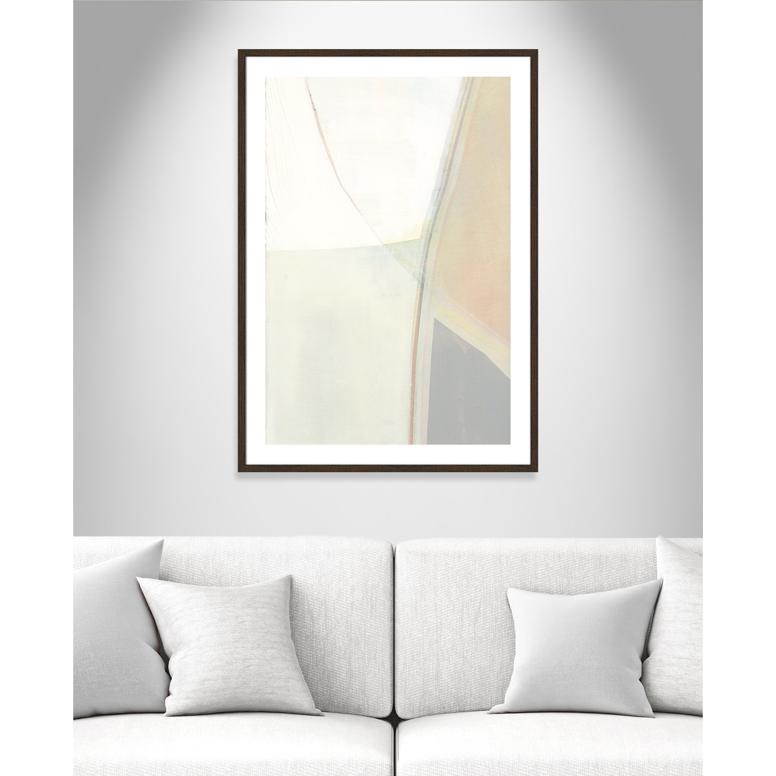 Alexandria "In Neutral II" Painting by Cartissi, 41.5" H x 29.5" W x 0.75" D, Walnut Wood Framed Paper