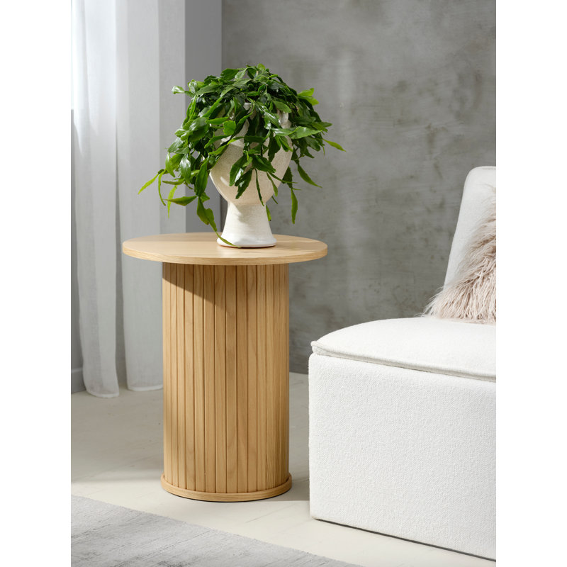 Teneasha Pedestal End Table, Natural Oak