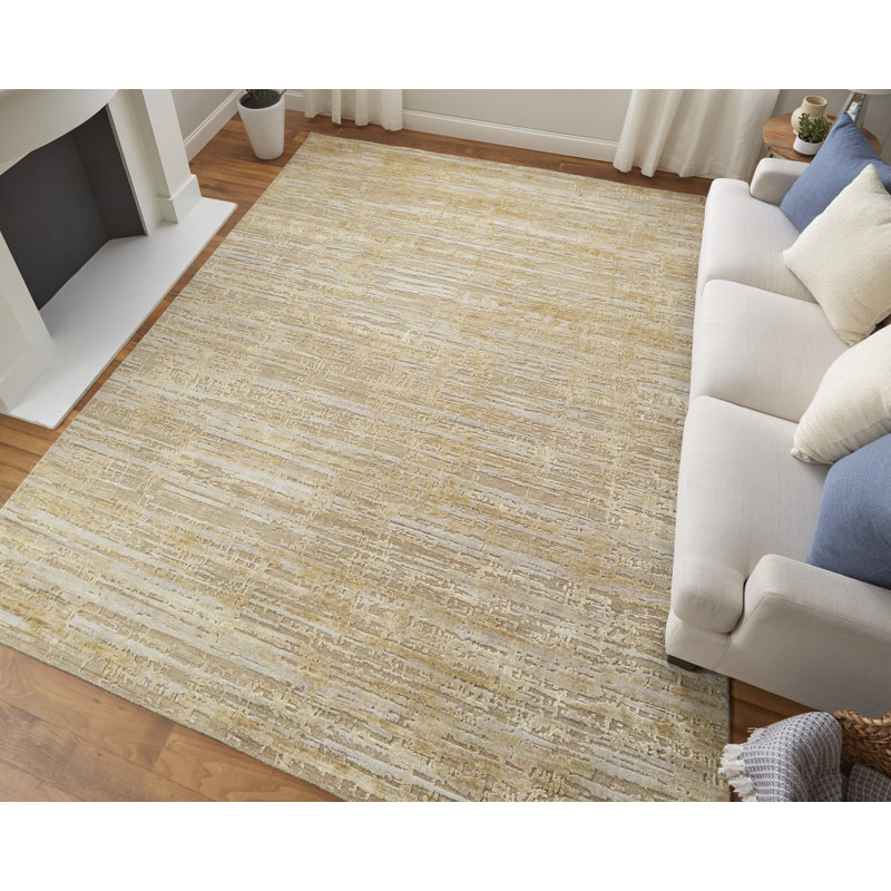 Eastfield Abstract Area Rug in Brown/Gold/Ivory, Rectangle 8' x 10'