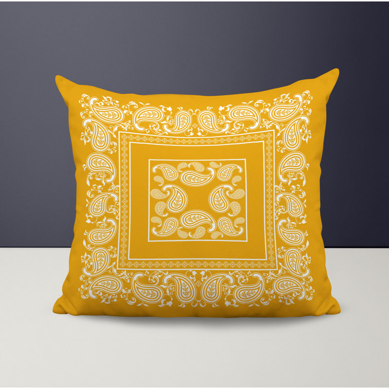 Outdoor Reversible Throw Pillow, 19W" x 19H", Yellow