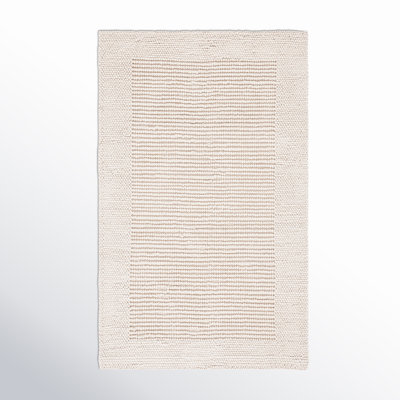 Burdick Ivory Beige Hand-Woven Wool Rug