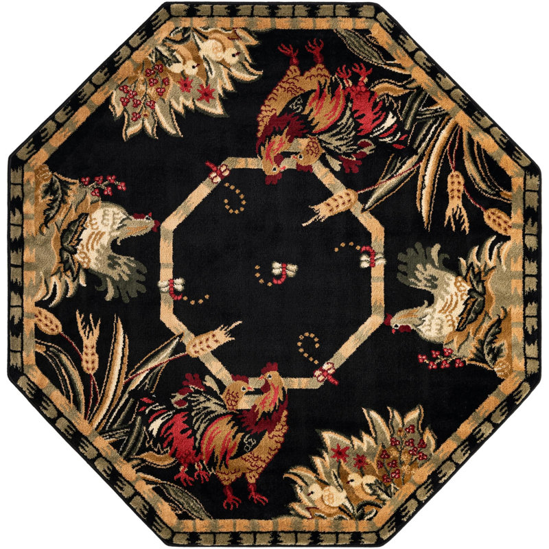 Tapis noir / vert Andersonville, Octogone 5 pi 3 po x 5 pi 3 po, Black/Green
