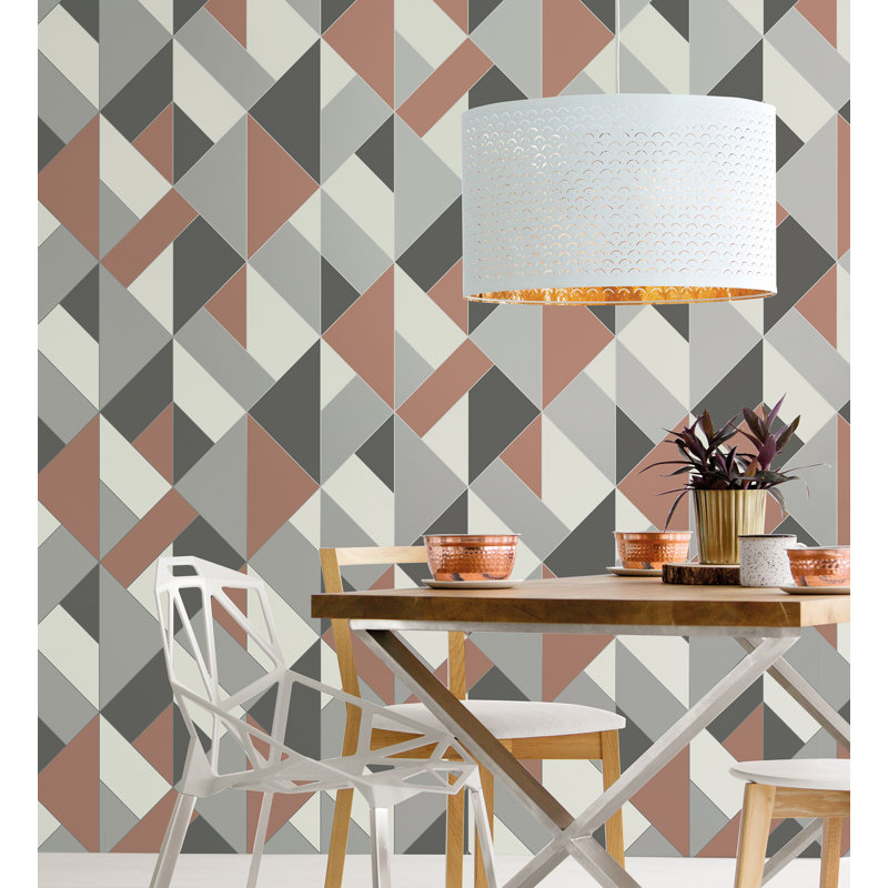Rouleau de papier peint à motif géométrique structuré L 33 pi x l 20,5 po Tidore, Cuivre