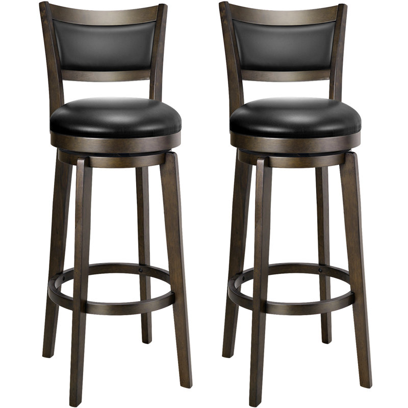  Tabourets de bar pivotants à dossier en cuir 34 po (ensemble de 2), Très grand (siège d'une hauteur de 34 po)