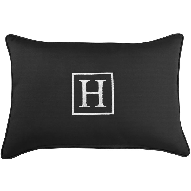 Kerrell Embroidered Sunbrella® Outdoor Throw Pillow, Black, H