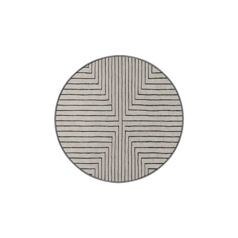 Tapis gris soyeux et moelleux, Rond 8 pi