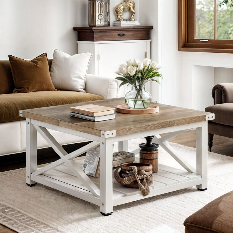 Table basse Lakotah, Gris délavé/ blanc