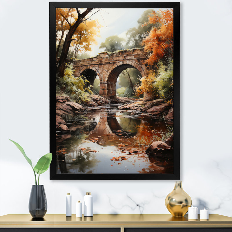 «Labrusca Orange Bridge Whispers Of History», reproduction sur toile encadrée, H 20 po x l 12 po x P 1 po, Cadre photo noir