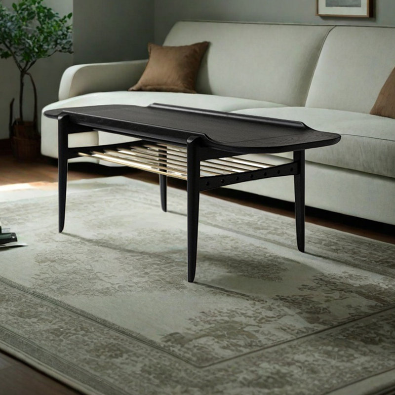 Table basse ovale minimaliste moderne, Brun