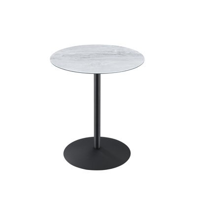 Table de bout 17,5 po, décorée de marbre texturé gris, impression 3D, style de support en acier, base