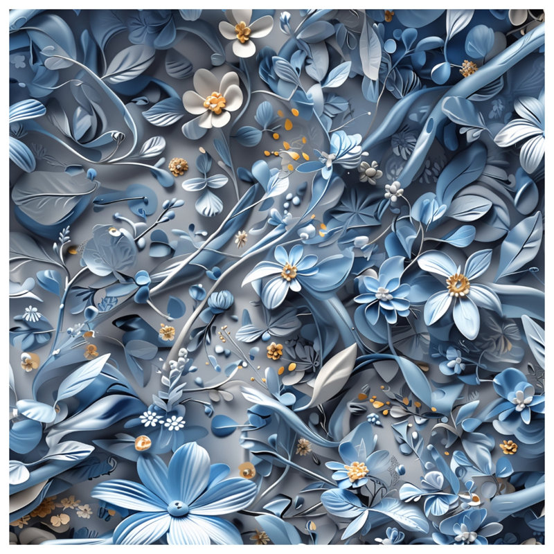 Floral Blue Blooms Blankets, 50in W x 60in H