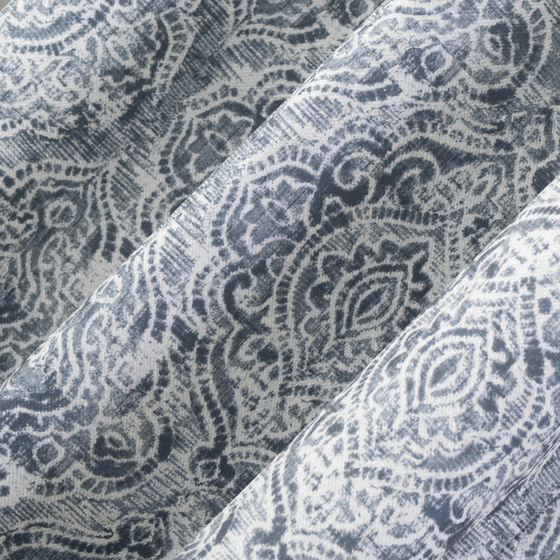 Cutlip Damask Draft Shield Fleece Insulated Single Curtain Panel, Navy Blue, 40" W x 84" L