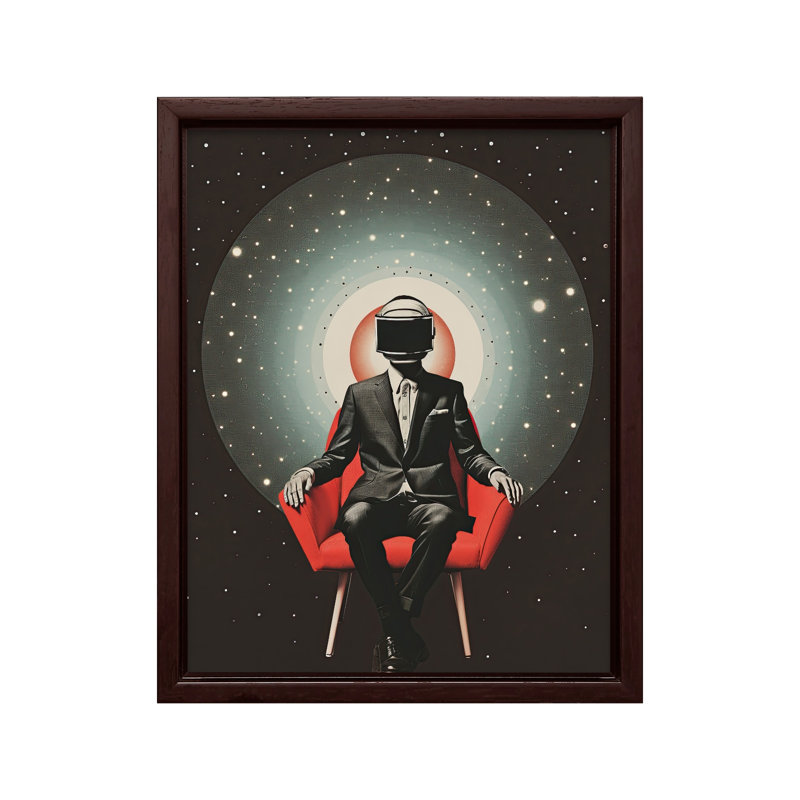 Psychedelic Masked Man No1, Canvas, 24"H x 32"W, Brown Framed
