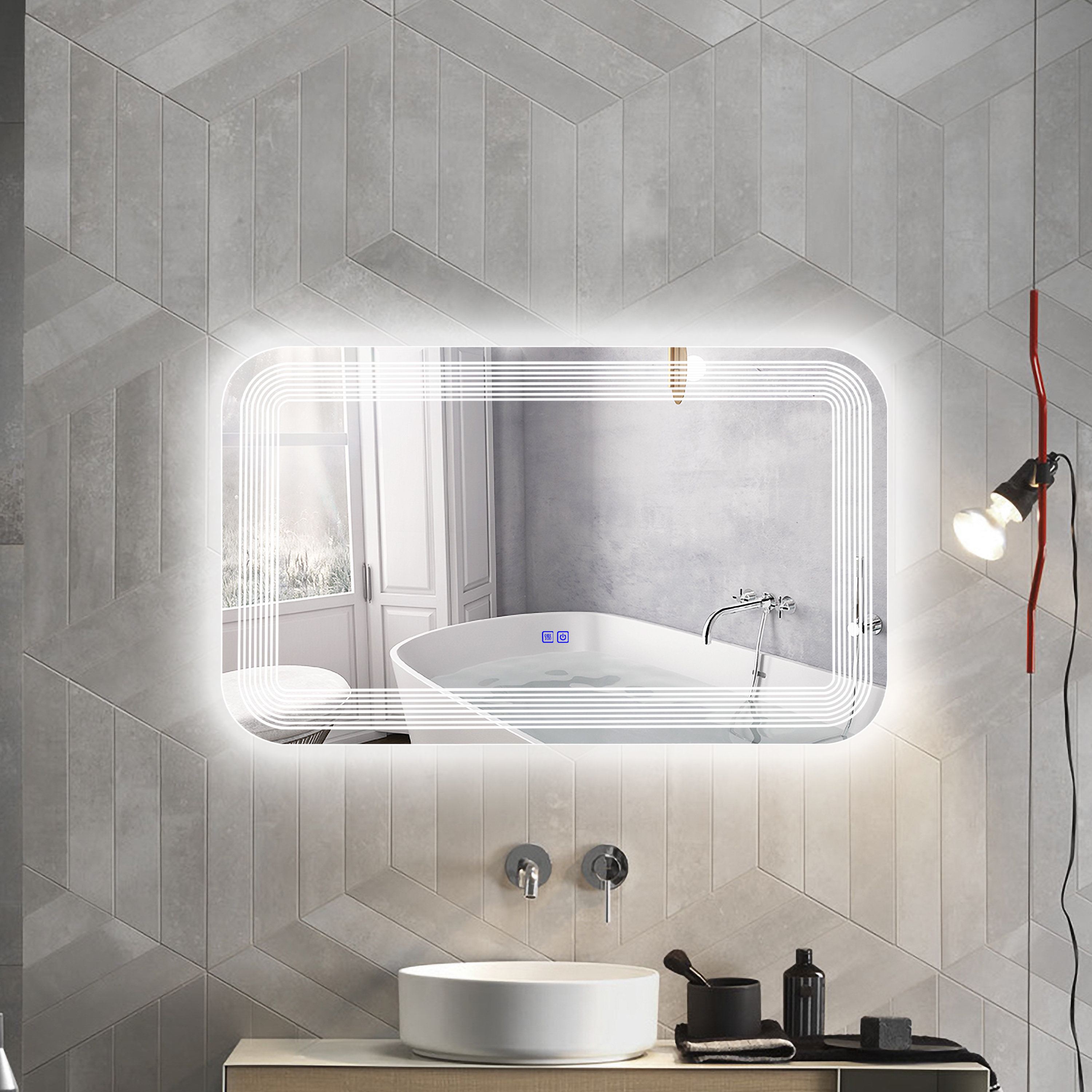 Brayden Studio® Thursten Frameless Lighted Bathroom / Vanity Mirror ...