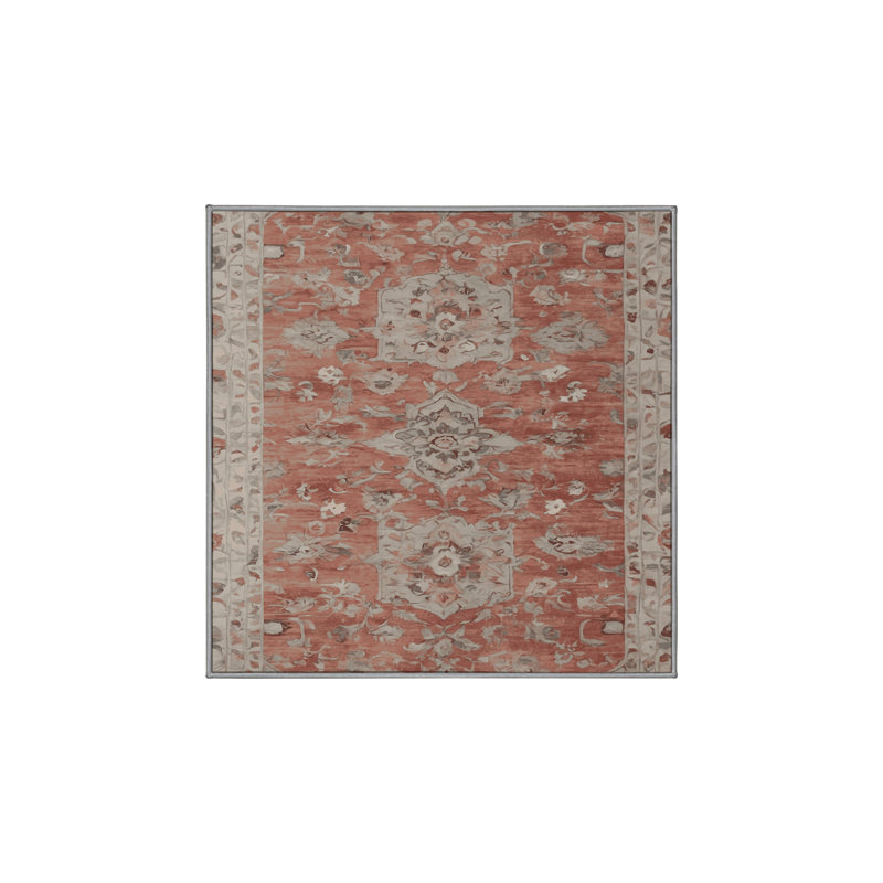 Tapis gris lavable à la machine, Carré 8 pi