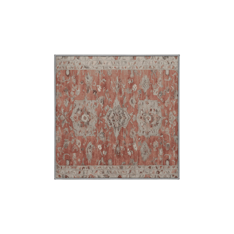 Tapis gris lavable à la machine, Carré 6 pi