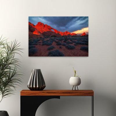 «Dramatic Red Arch Sunset», impression d'art dramatique coloré de paysage abstrait
