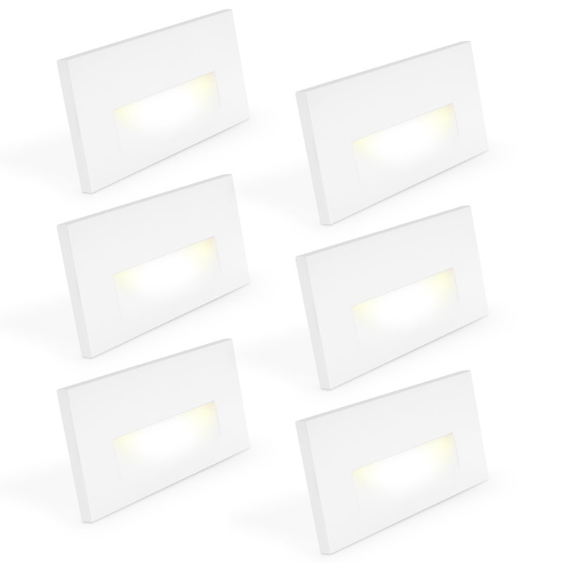 Éclairage pour marches à DEL Luxrite, 5CCT, 3W, 150LM, faisceau 90 °, à intensité variable, 120V, étanche IP65, éclairage intérieur / extérieur, calibre humide, paquet de 6