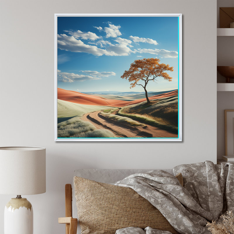 «Minimalisme Prairie Tranquility», photographie sur toile, H 24 po x l 24 po x P 1 po, Cadre flottant blanc