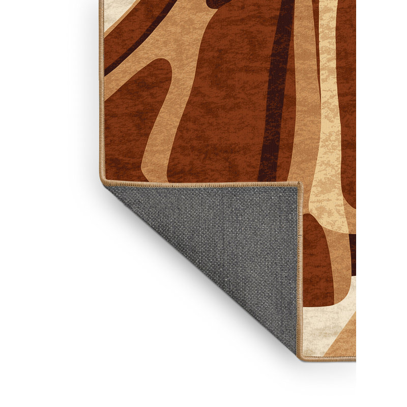 Tapis brun moelleux doux et moelleux moderne - reliure brun clair, 3 X 5