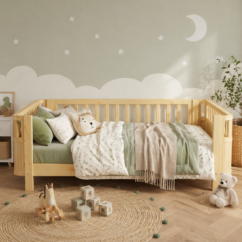 Lit plateforme en bois pour enfants, Naturel, Double