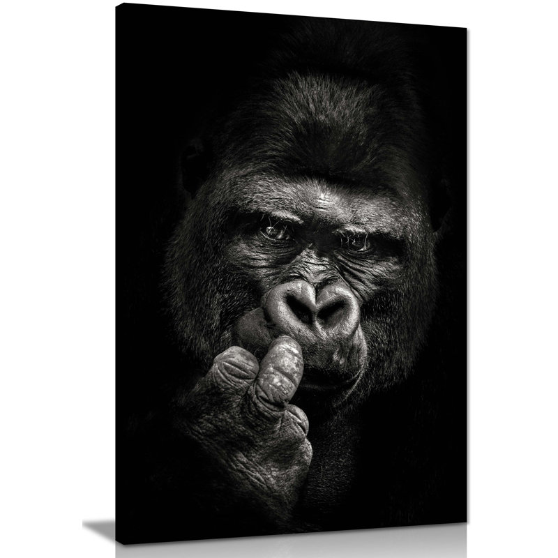 Gorilla Close Up Portrait - Wrapped Canvas Print, 46cm H x 31cm W