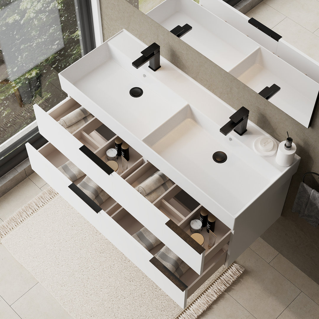 Aamia 1200mm Wallhung Vanity Unit With Veneto 1th Basin-gloss White