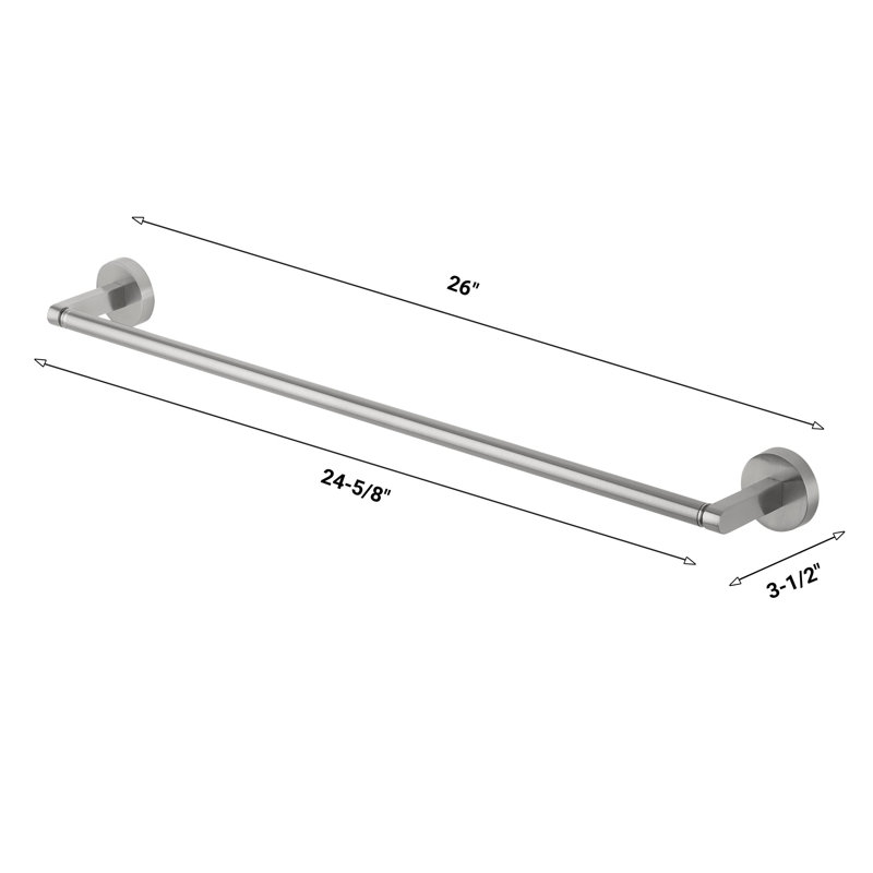Accessoire de quincaillerie de salle de bain 18 po Avalon, H 3,5 po x L 26 po x P 3,5 po, Nickel satiné
