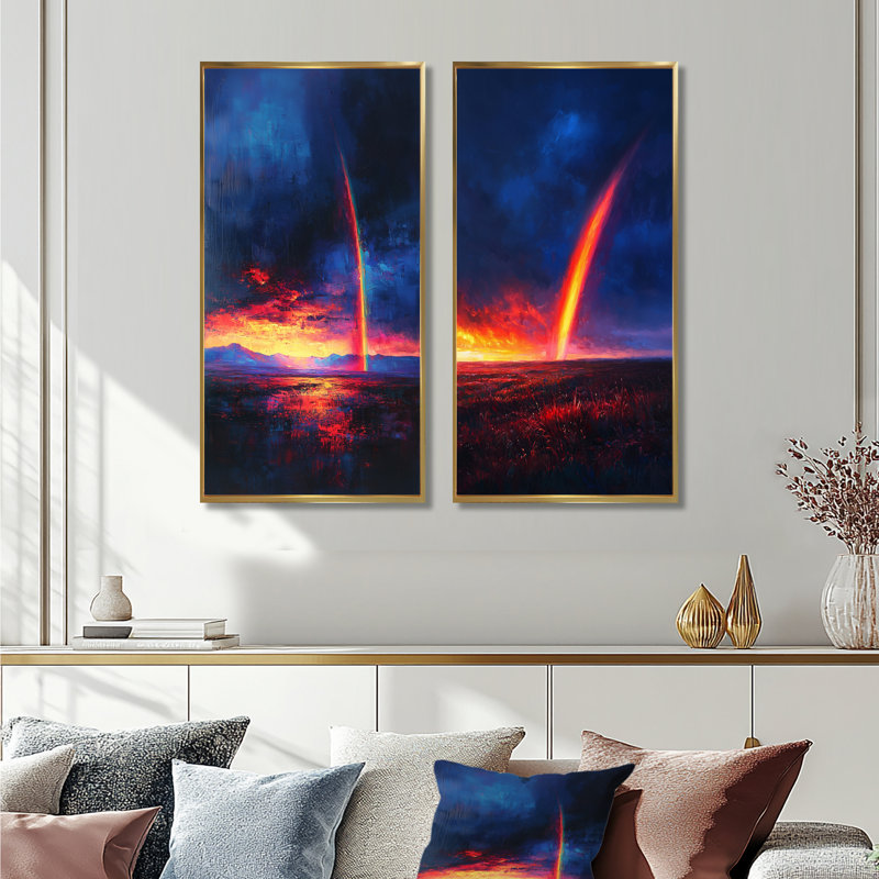 Rainbow After The Storm I - Collection d'art sur toile 2 pièces, H 40 po x l 41 po, Cadre flottant doré