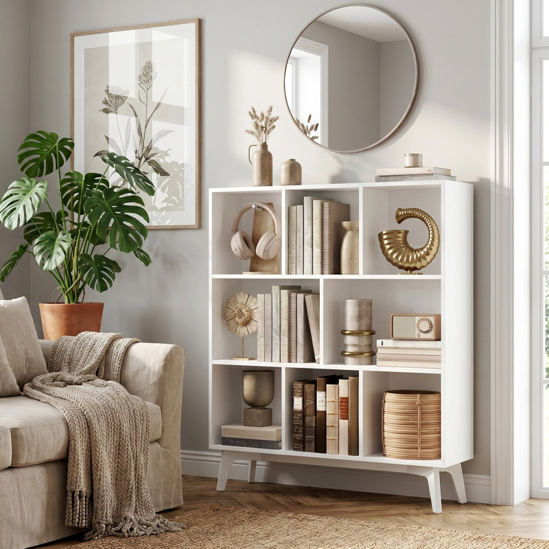 Radnor Modern 8-Cube 3-Tier Open Bookshelf, White