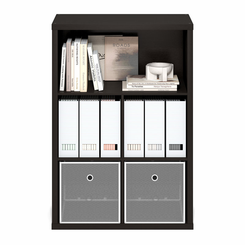 Organisateur de rangement cubique à dossier fermé Furinno, 5 cubes, chêne foncé, Chêne foncé