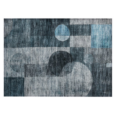 Machine Washable Indoor/Outdoor Chantille ACN1114 Teal Rug