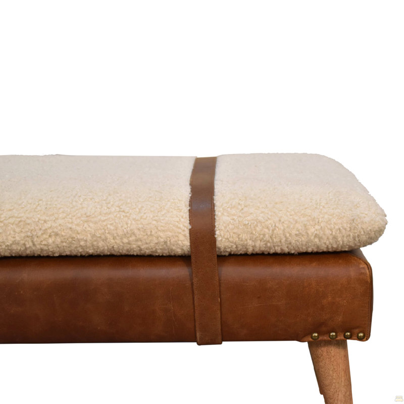 Banc en cuir Boucle Buffalo Hide, châtaignier