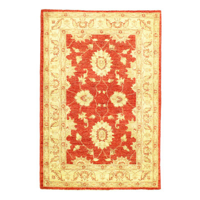 Farahan Wool Oriental Area Rug in Cream/Rust