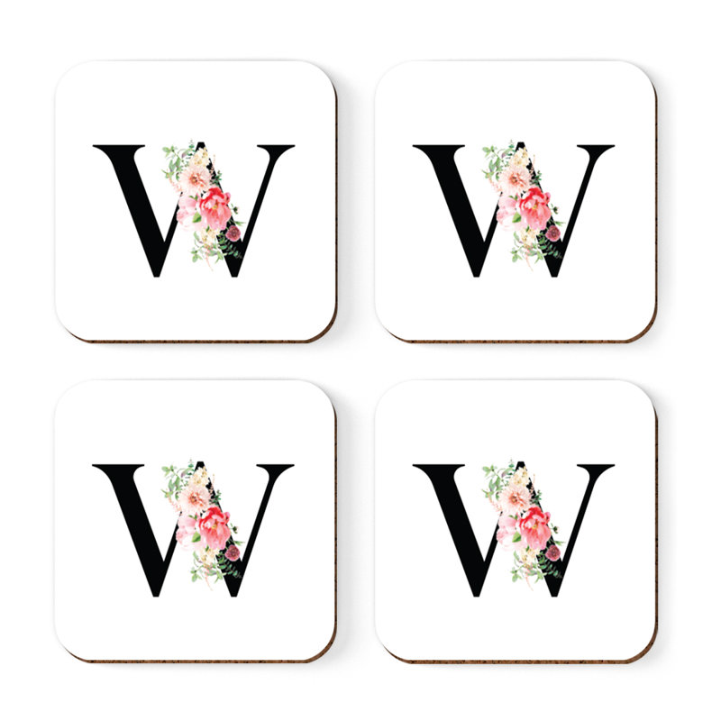 Sous-verre à motif floral rosé, W