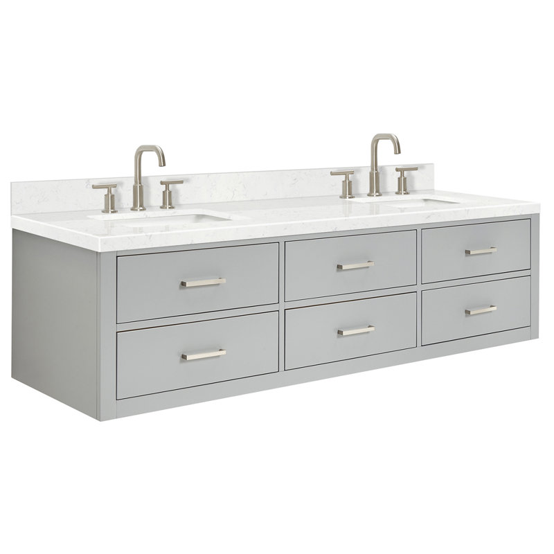 Macolm 72.25'' W Double Vanity, Gray, Brushed Nickel, 72"