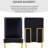 Modern Black Leather Dining Chairs with Gold Sleed Legs