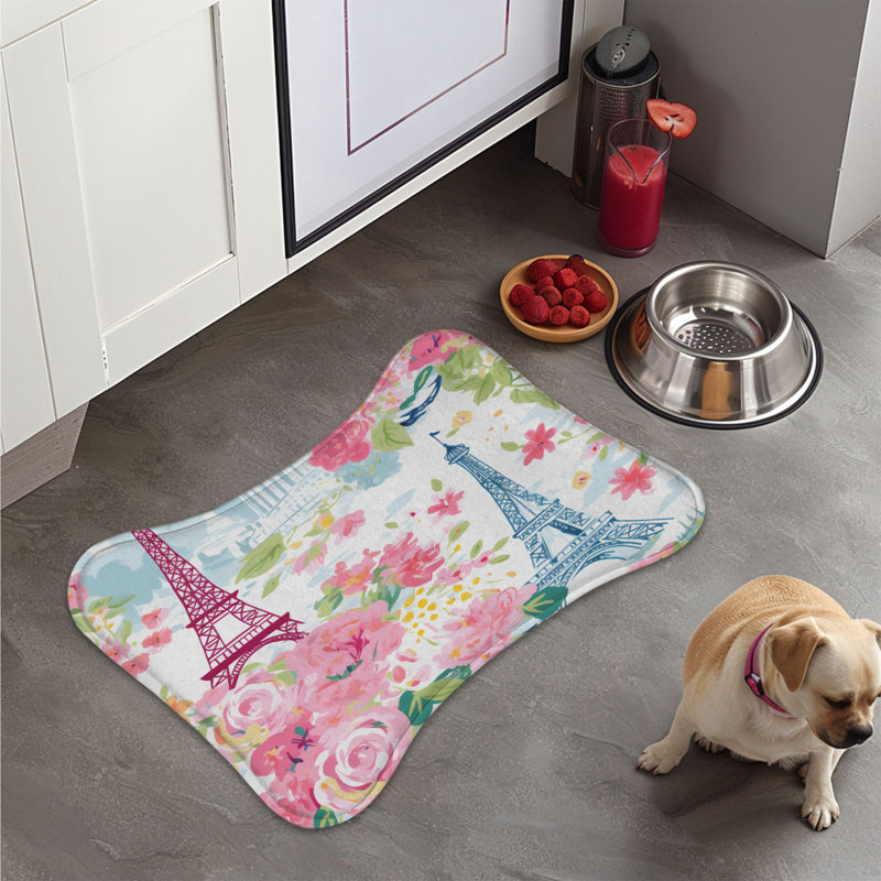 Élégant décor de la Tour Eiffel - 1 tapis d'alimentation en forme d'os