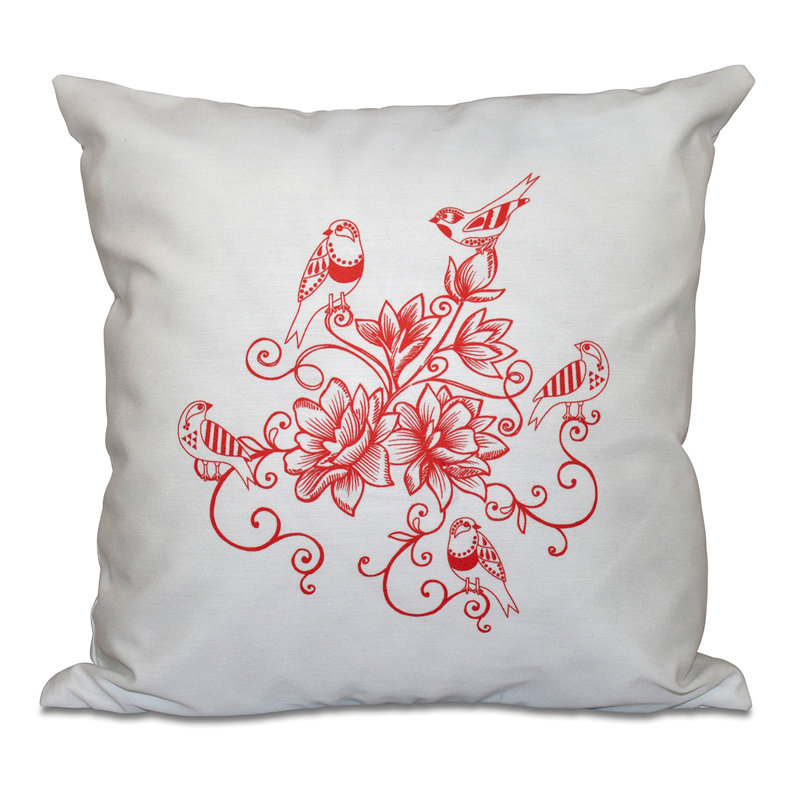 Botanical Blooms Floral Reversible Throw Pillow, 18" H x 18" W, Pink