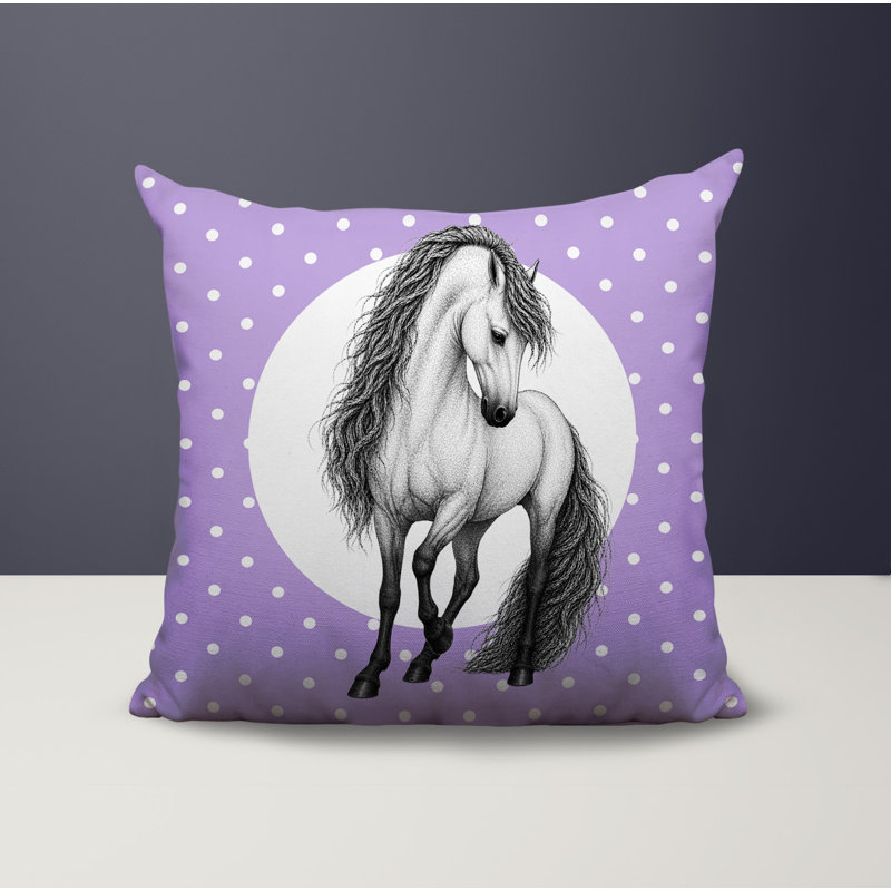 Coussin réversible Horse, 18 x 18, Lavande