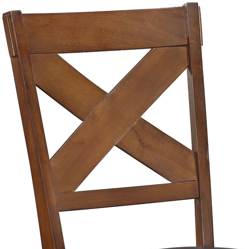 Ensemble de deux chaises d'appoint de salle à manger à dossier croisé espresso et brun