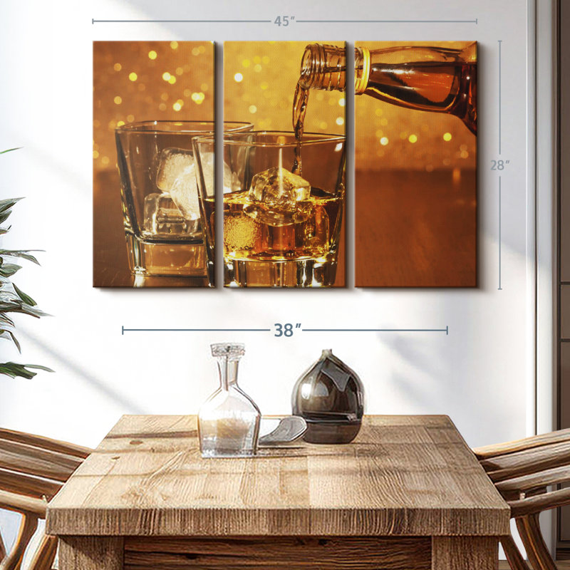«Versing Whiskey» sur toile, H 28 po x l 45 po x P 1,25 po