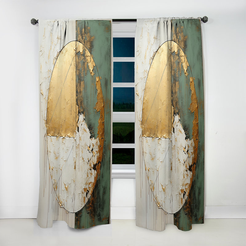 Peinture or et verte Fusion I - Rideau en velours moderne - obscurcissant - 1 panneau, L 52 po x L 84 po