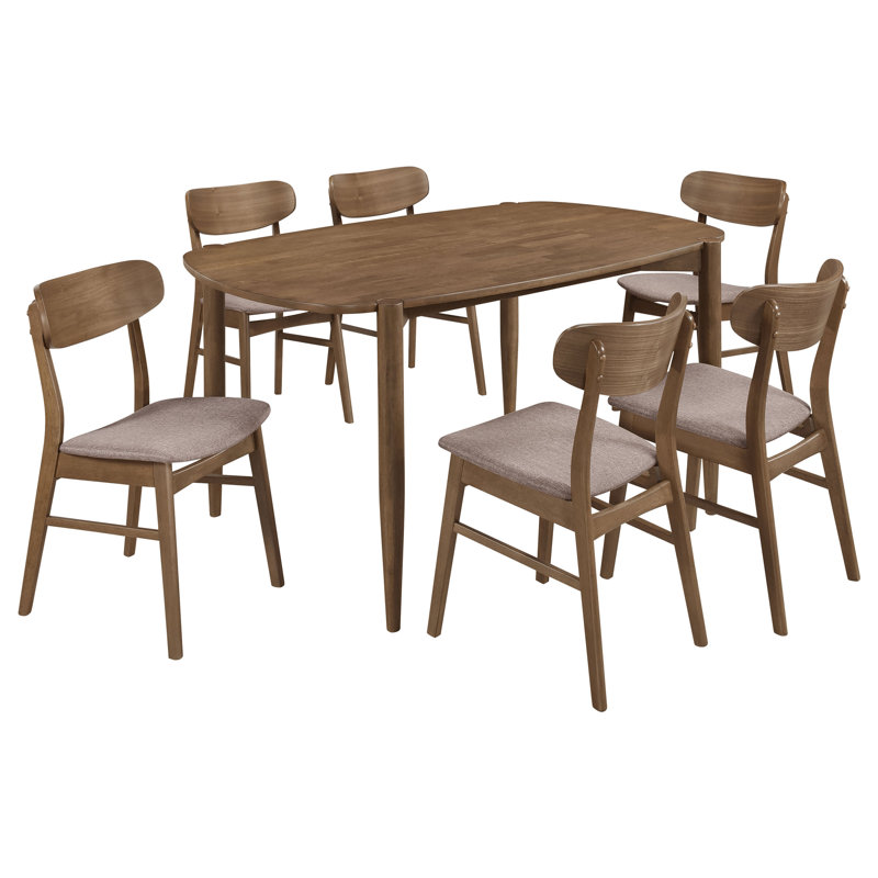 Ensemble de salle à manger en bois massif 7 pièces Walnut