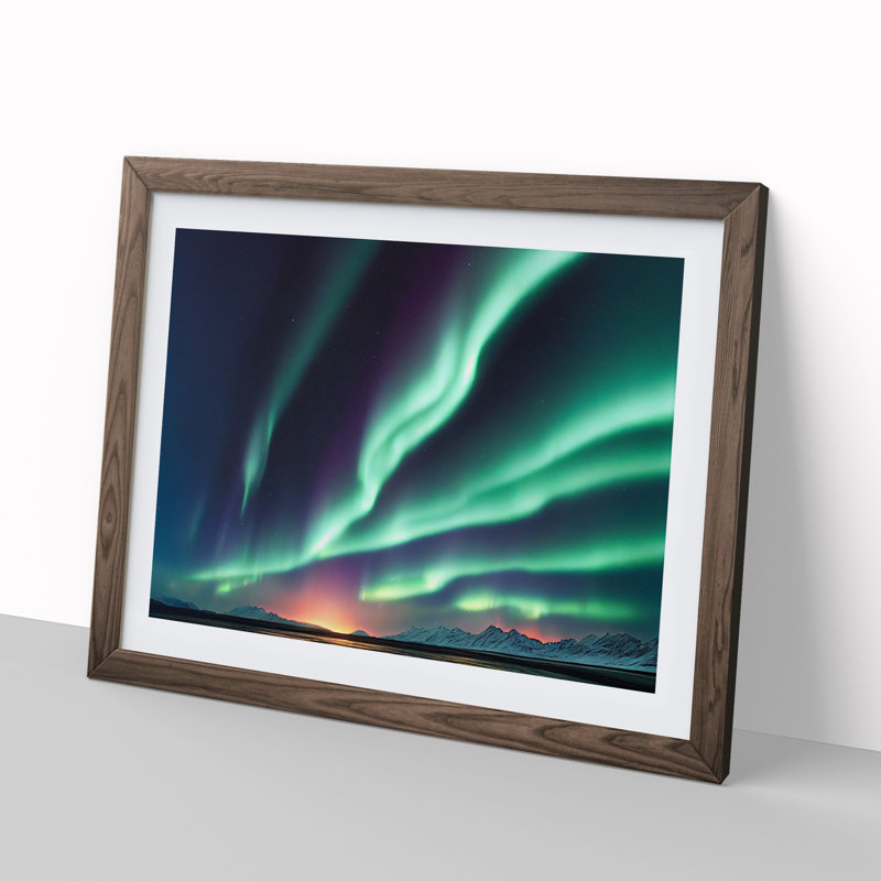 Hypnotic Aurora Borealis - Single Picture Frame Print, 34cm H x 46cm W x 2cm D, Walnut