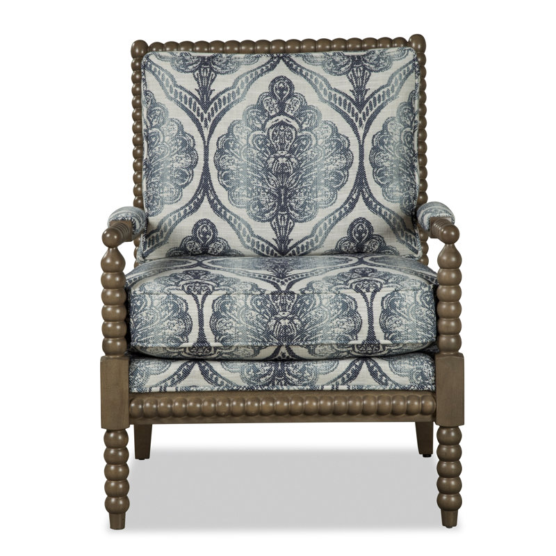 Fauteuil large Raegan, Mélange de polyester bleu / crème